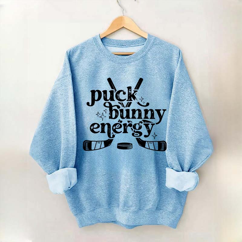 Puck Bunny Energy Retro Hockey Sweatshirt