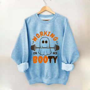 Working On My Booty Halloween Ghost Gym Sweatshirt