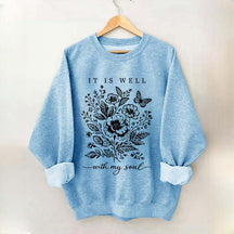 It Is Well With My Soul Floral Butterfly Sweatshirt