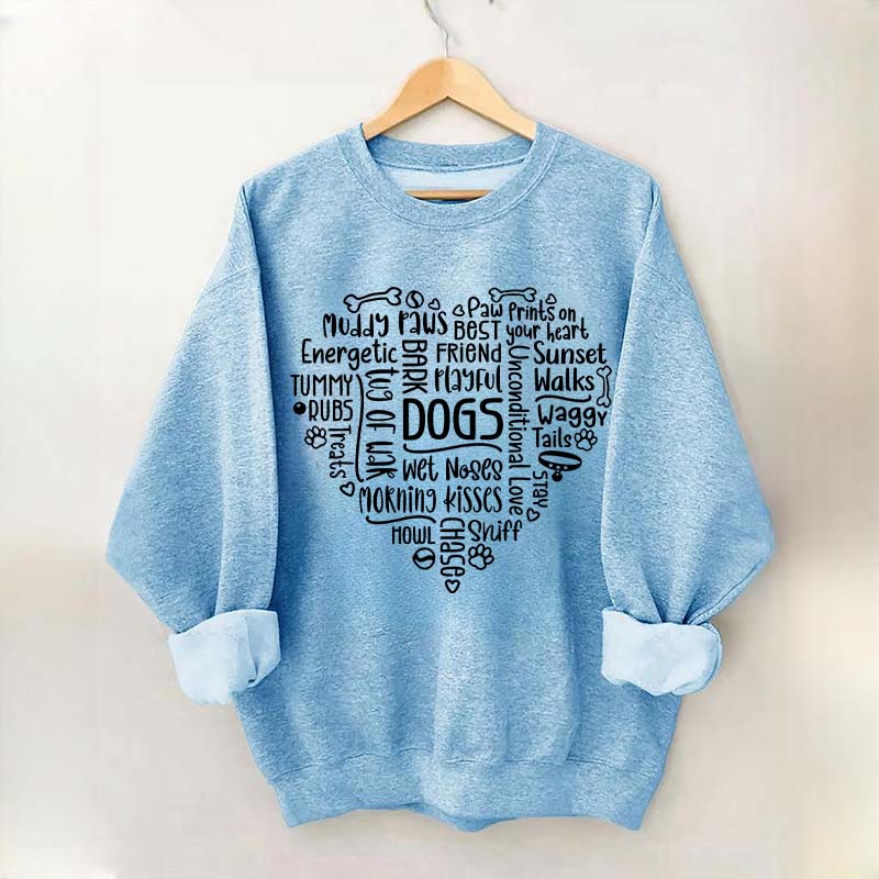 Dog Mom Words in Heart Sweatshirt