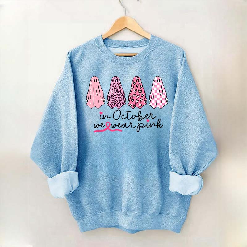 In October We Wear Pink Ghost Cancer Fighter Sweatshirt