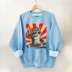 Funny Cat With Headphones Sweatshirt