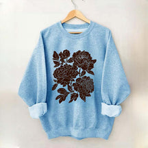 Vintage Linocut Flower Boho Botanical Sweatshirt