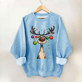 Vintage Reindeer Christmas Light Xmas Sweatshirt