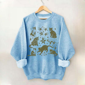 Vintage Cat Star Graphic Sweatshirt