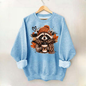 Autumn Coffee Lover Raccoon Sweatshirt