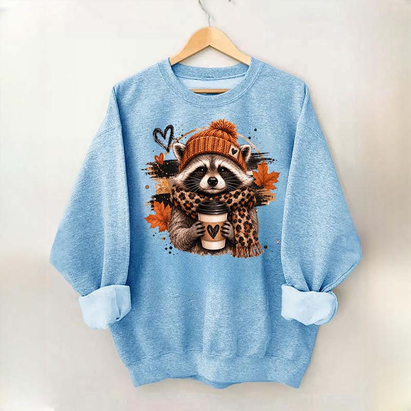 Autumn Coffee Lover Raccoon Sweatshirt