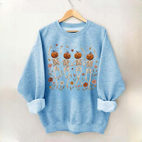 Wildflower Skeleton Preppy Halloween Sweatshirt