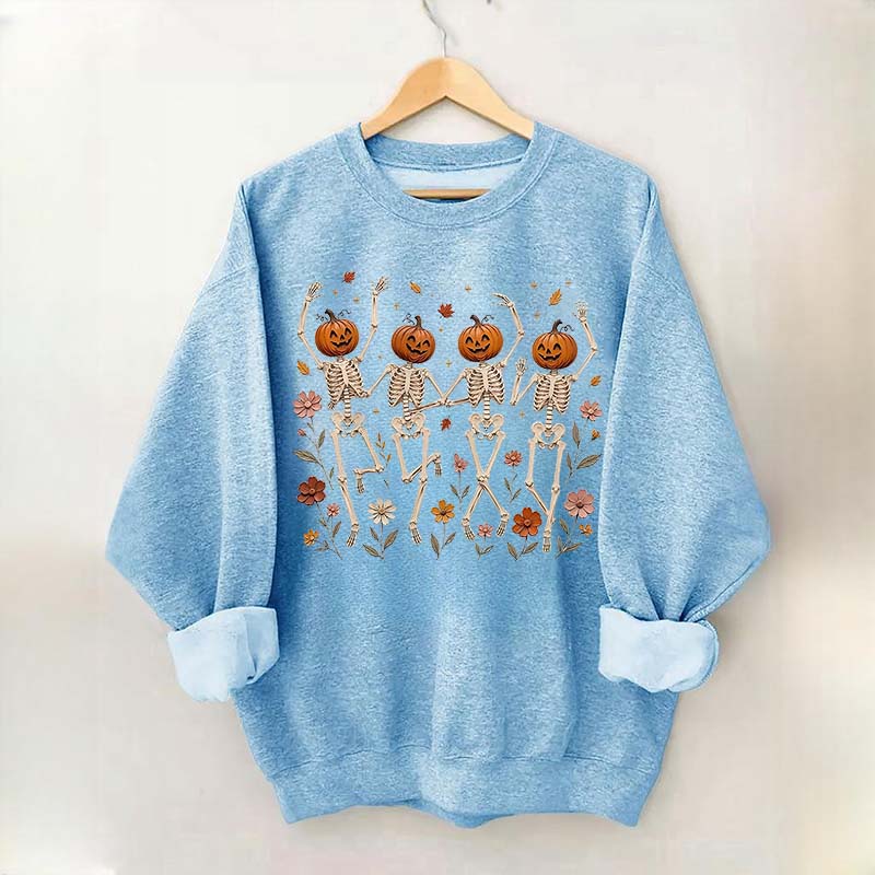 Wildflower Skeleton Preppy Halloween Sweatshirt