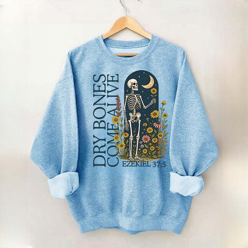 Dry Bones Come Alive Catholic Boho Floral Sweatshirt
