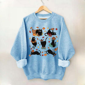 Thanksgiving Retro Black Cat Fall Sweatshirt