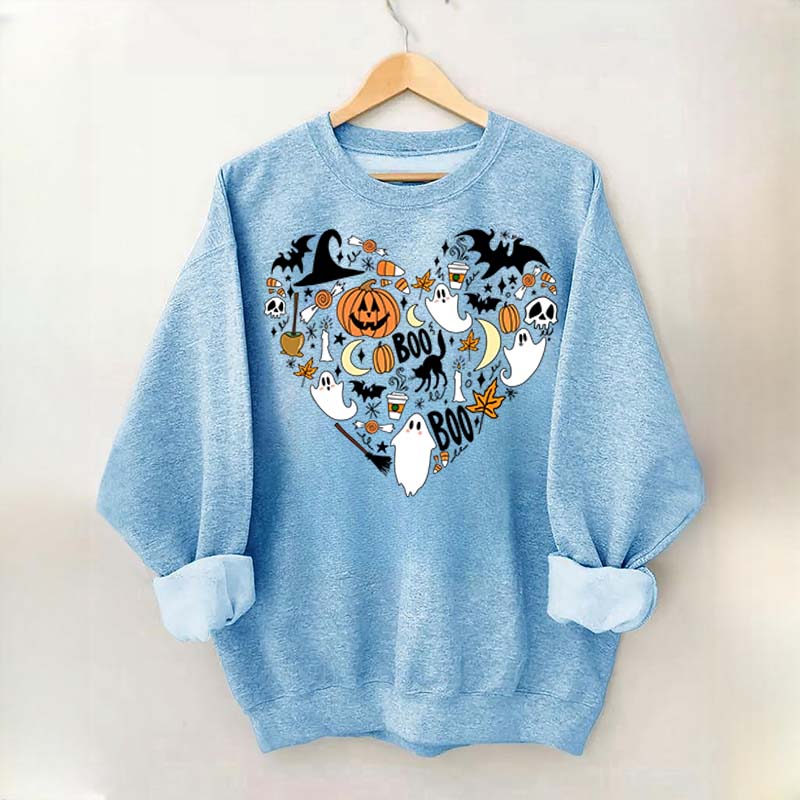 Happy Halloween Doodles Heart Sweatshirt