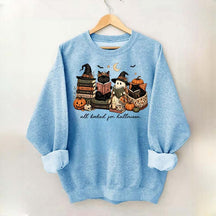 All Booked For Halloween Pumpkin Cats Book Sweatshirt