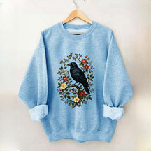 Vintage Raven Gothic Cottagecore Floral Sweatshirt