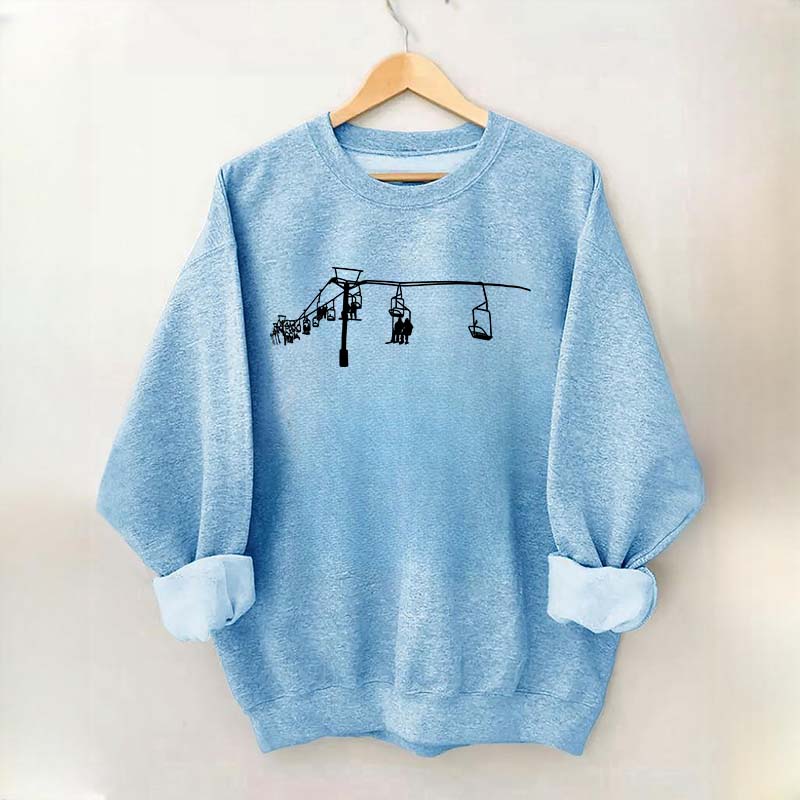 Minimal Mountain Skiing Lift Sweatshirt