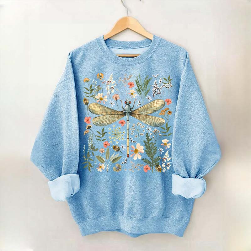 Dragonfly Floral Cottagecore Botanical Retro Sweatshirt