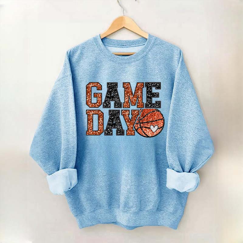Game Day Basketball Bling Printed Sweatshirt