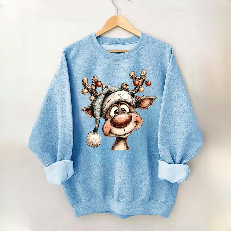 Retro Reindeer Merry Christmas Sweatshirt