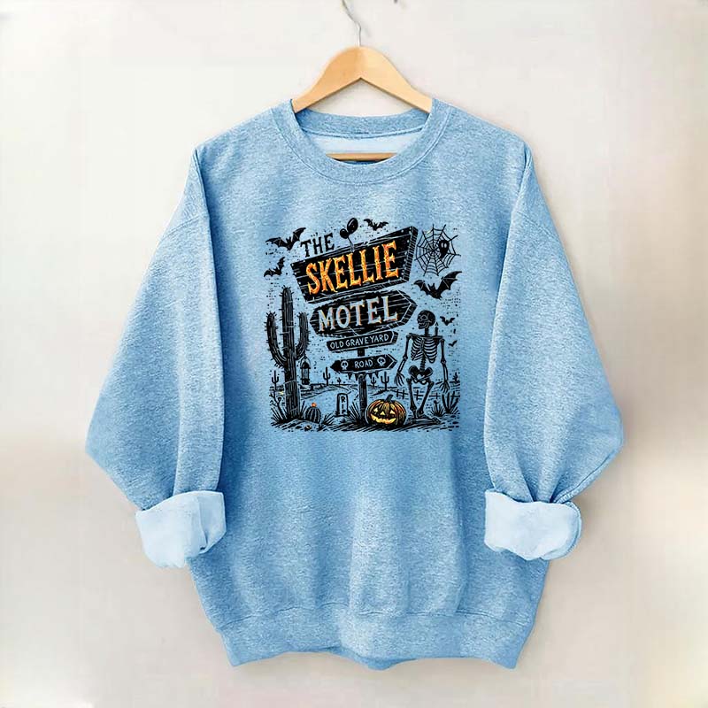 Skellie Motel Funny Halloween Trendy Sweatshirt
