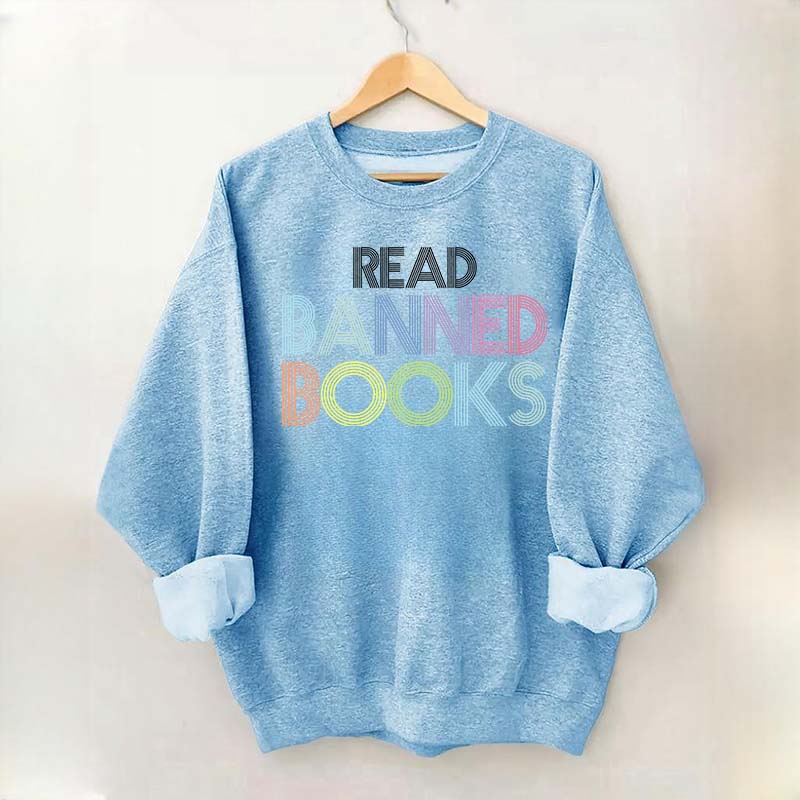 Retro Read Banned Books Rainbow Sweatshirt