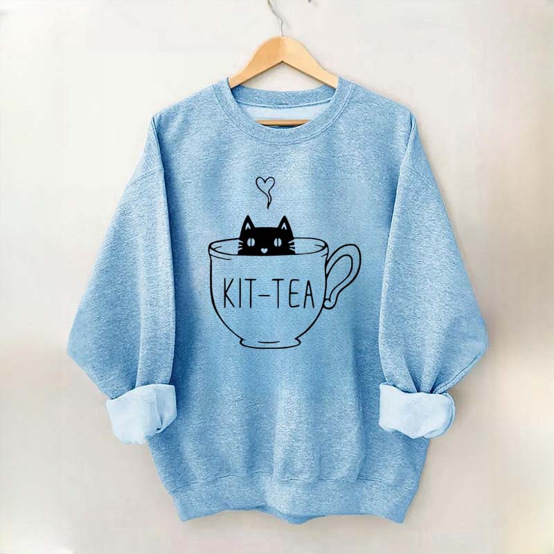 Funny Cat Tea Kitten Sweatshirt