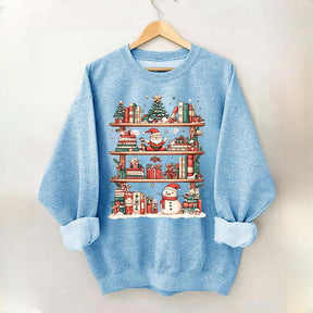 Cute Christmas Bookshelf Santa Sweatshirt