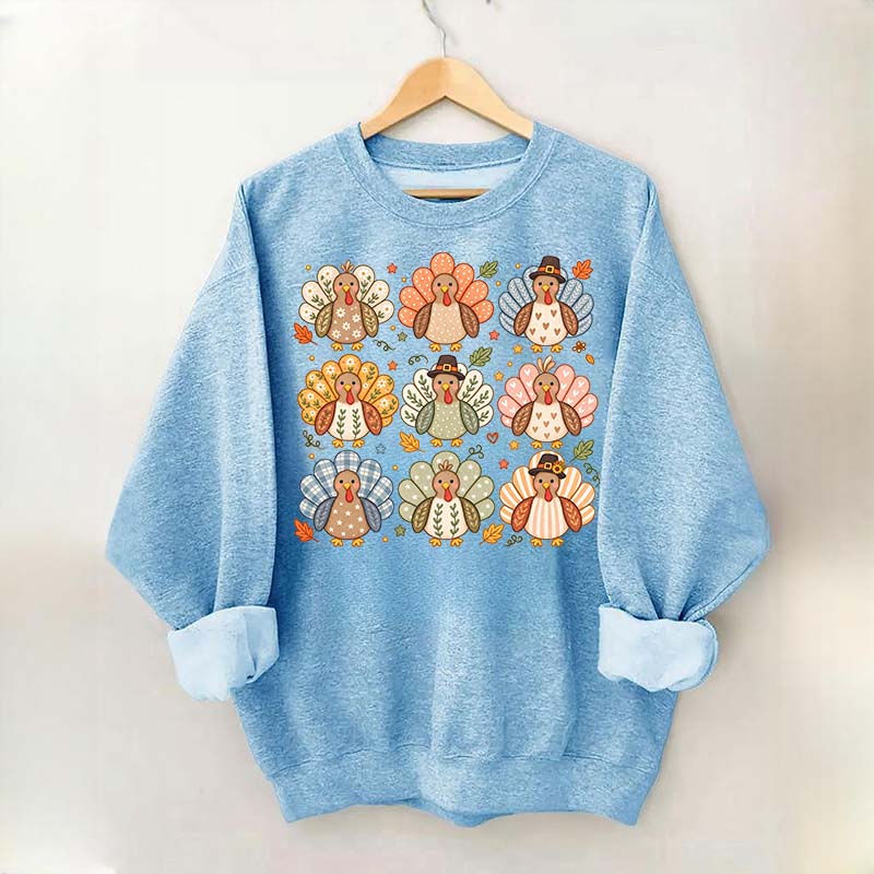 Boho Turkey Thanksgiving Preppy Fall Wild Sweatshirt
