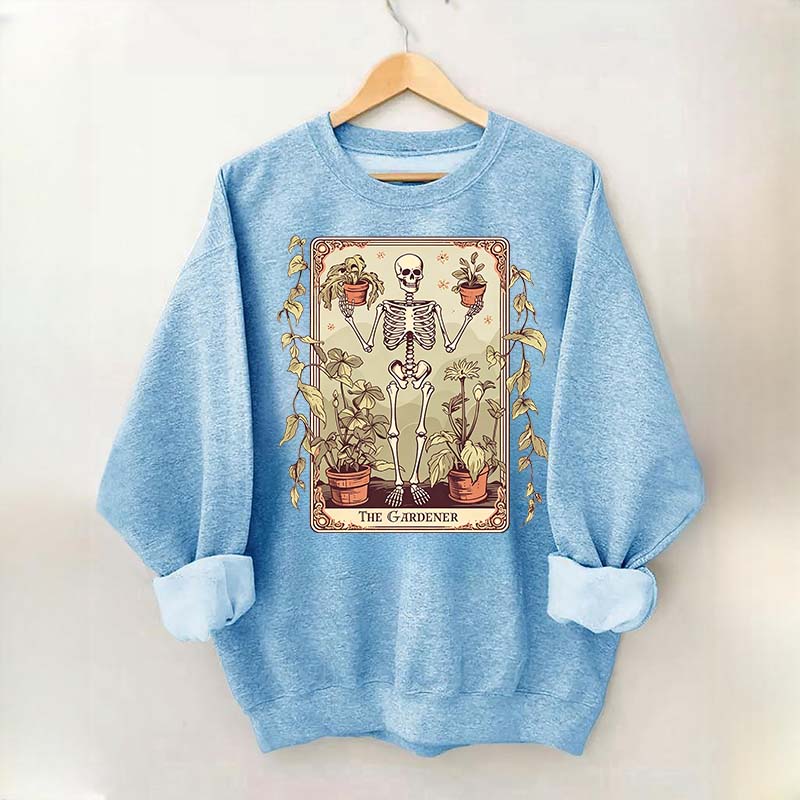 Gardener Skeleton Lover Tarot Card Sweatshirt