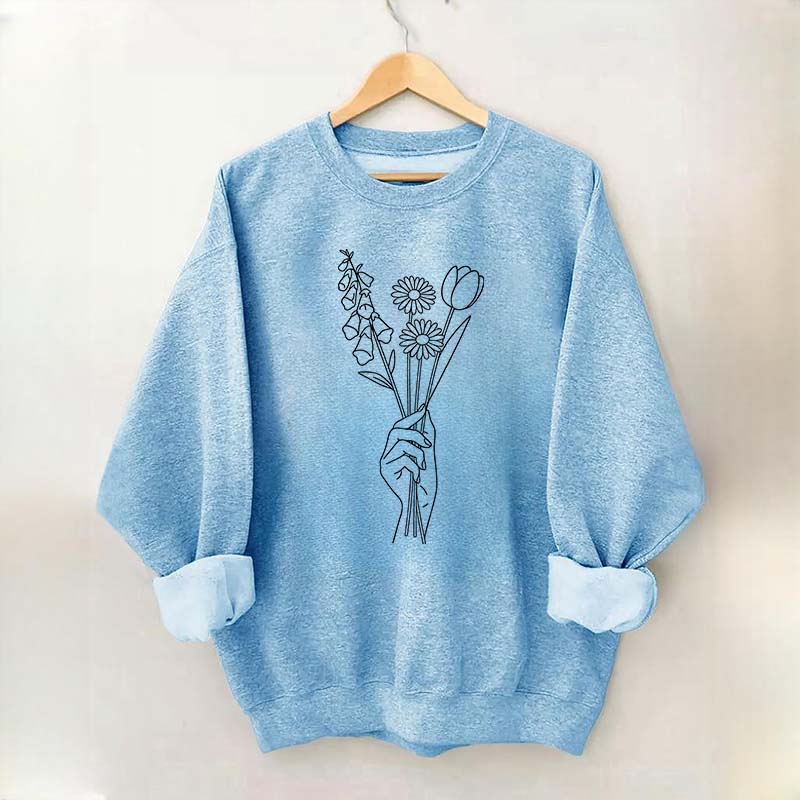 No Words Foxglove Daisy Tulip Sweatshirt