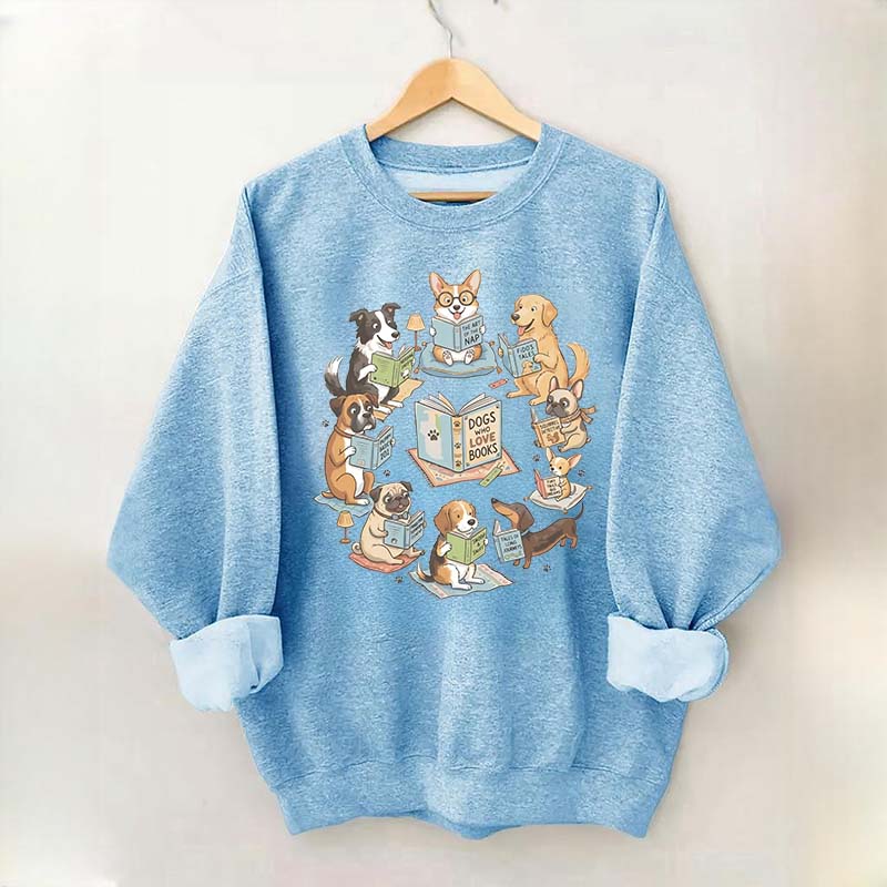Bookworm Fiction Dog Reading Sweatshirt