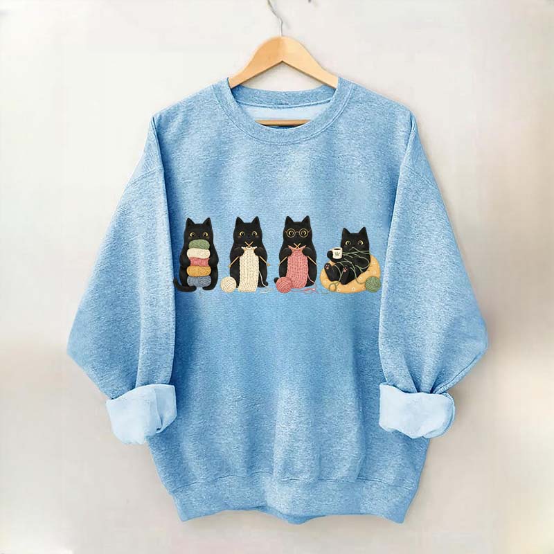 Black Cats Knitting Funny Sweatshirt