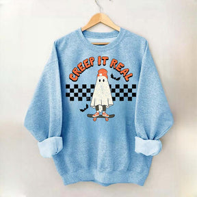 Retro Ghost Creep It Real Halloween Sweatshirt