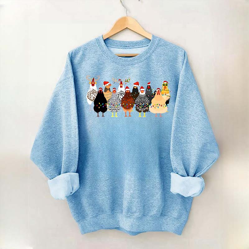Funny Christmas Holiday Chickens Sweatshirt
