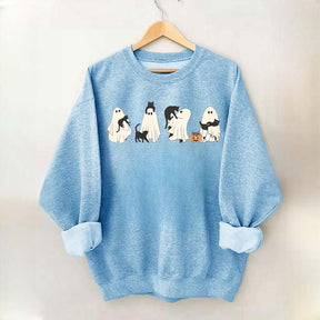 Ghost And Cat Lower Halloween Sweatshirt