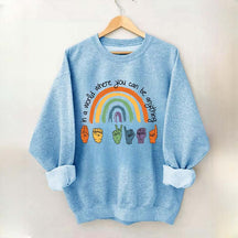 Be Kind Sign Language ASL Rainbow Sweatshirt