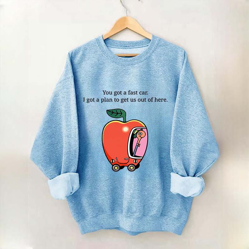 Apple Car Driving Fast Car Sweatshirt