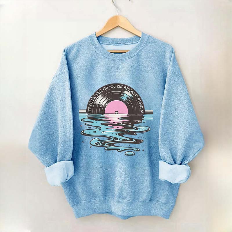 Time Casts A Spell On You Retro Vinyl Record Sweatshirt