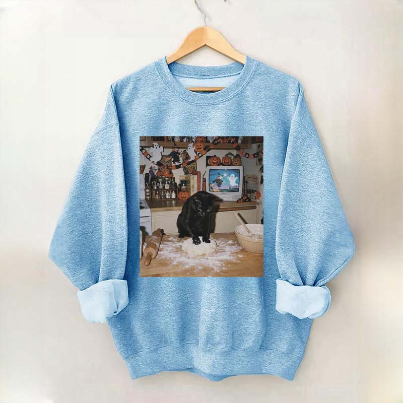 Halloween Black Cat Ghost Sweatshirt