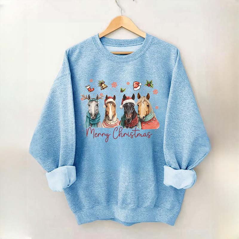 Festive Horse Quartet Christmas Sweatshirt