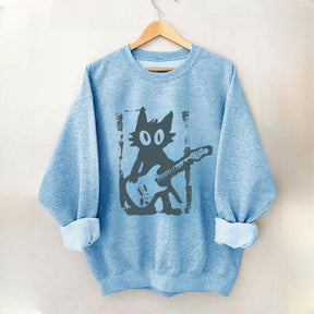 Rock Star Cat Electric Guitar Kitty Sweatshirt