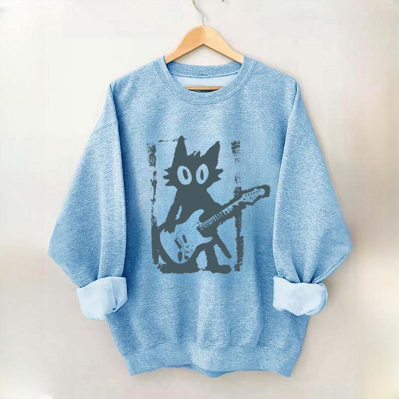 Rock Star Cat Electric Guitar Kitty Sweatshirt