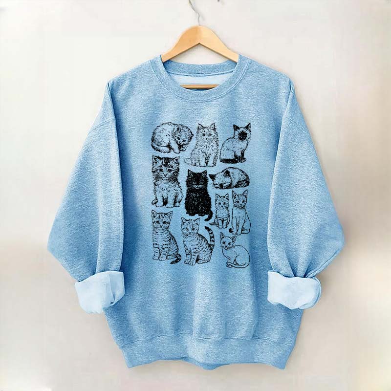 Retro Kitten Graphic Cat Sweatshirt