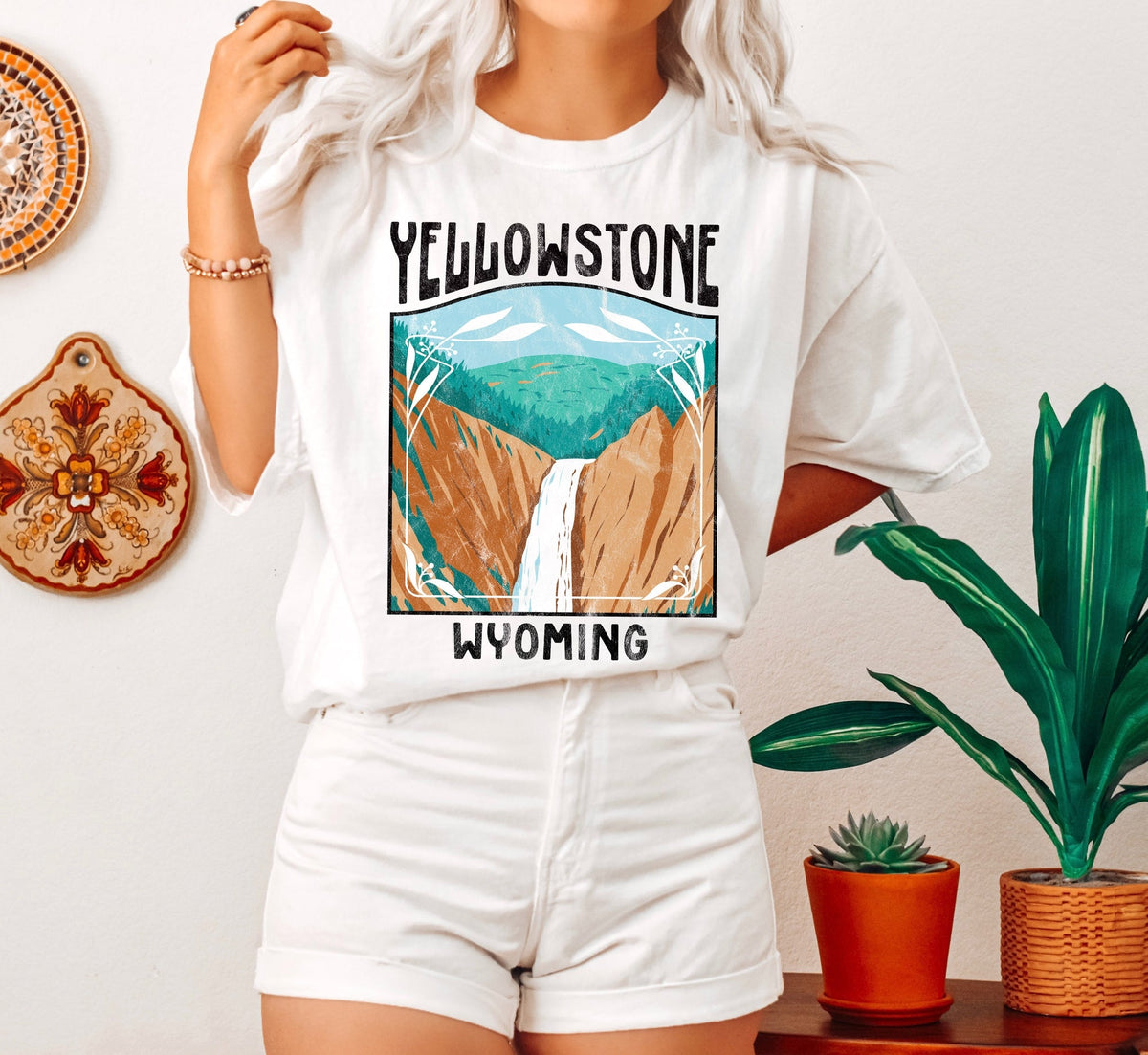 Tshirt de couleurs de confort vintage du parc national de Yellowstone