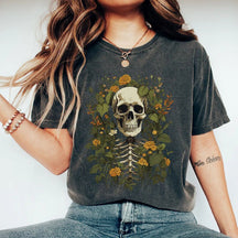 T-shirt d'amoureux de plantes drôles de crâne floral d'été