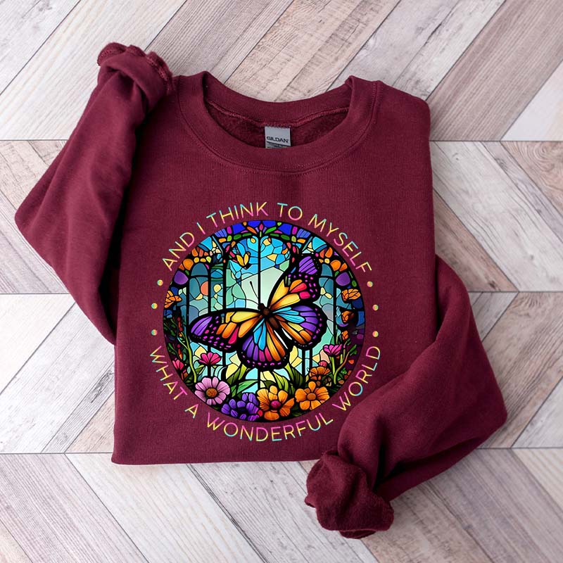 Butterfly Stained Glass Graphic Sweatshirt
