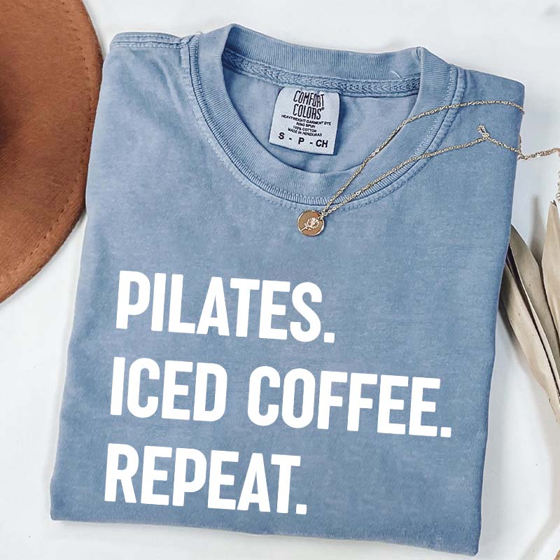 Pilates Iced Coffee Repeat T-Shirt