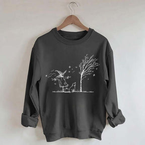 Minimalist Halloween Scarecrow Dog Tree Pumpkin Sweatshirt