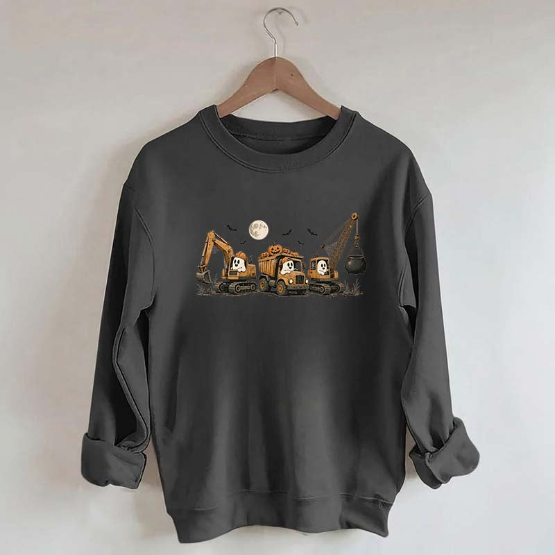 Halloween Construction Ghosts Excavator Sweatshirt