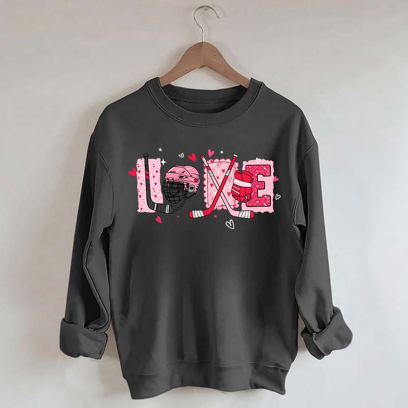 Hockey Valentine Heart Sweatshirt