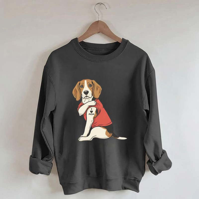 Featuring Tattooed Dog I Love Mom Sweatshirt